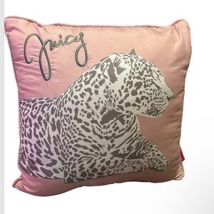 JUICY COUTURE LIGHT PINK ACCENT PILLOW W/ WHITE & GRAY LEOPARD CHEETAH NWT